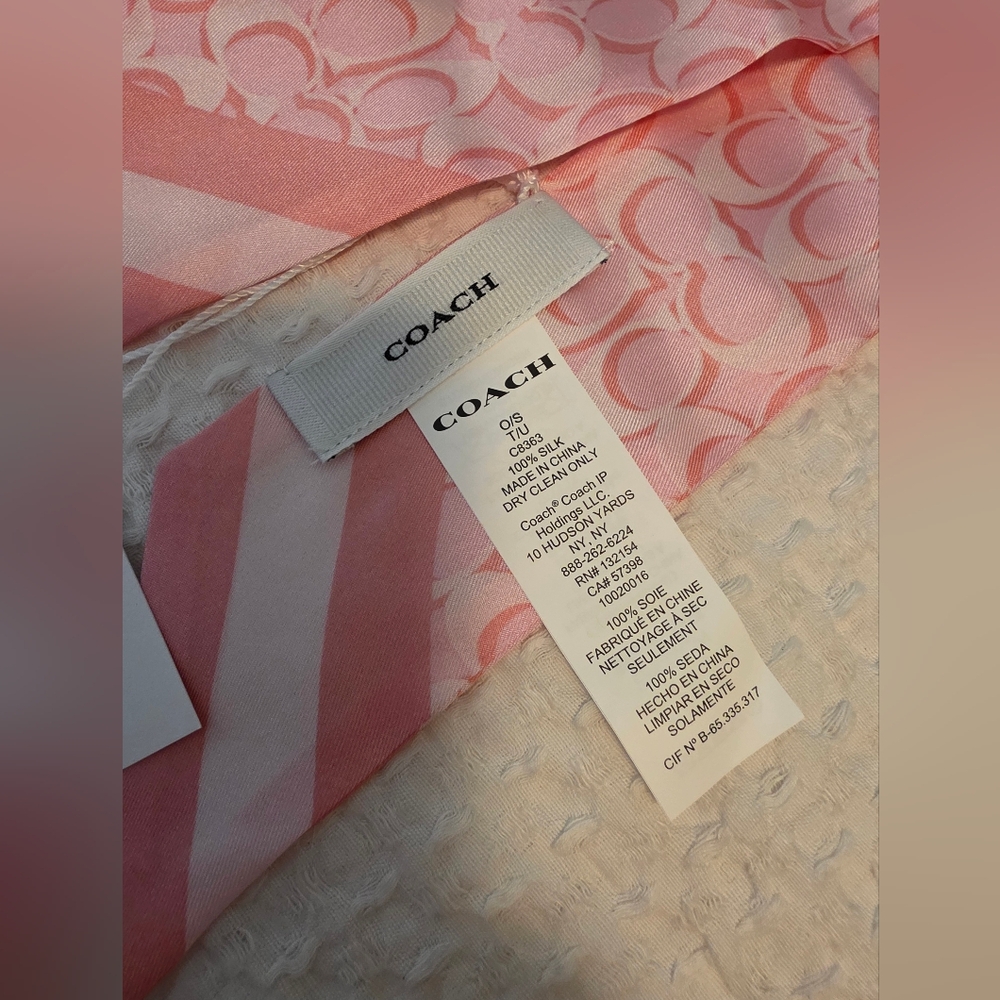 NWT Coach Signature Print Silk Skinny Scarf - Picture 4 of 9